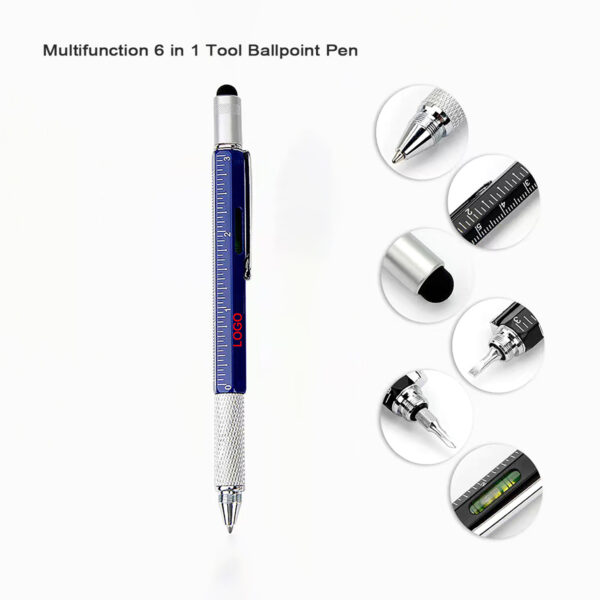 GA8086---Multifunction 6 in 1 Tool Ballpoint Pen