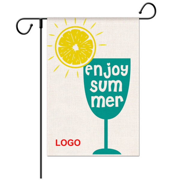 GA8110---Hello Summer Linen Garden Flag