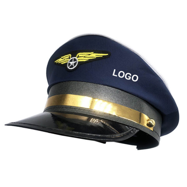 GA8437---Captain Pilot Hat With Golden Emblem