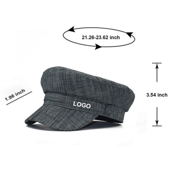 GA8274---Cotton Linen Military Cadet Army Cap - Image 2