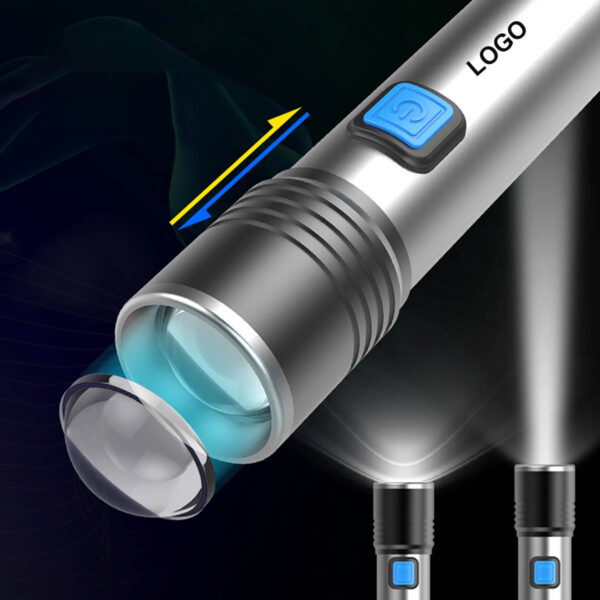 GA8309---Rechargeable Flashlight Torch Light Telescopic Zoom - Image 2