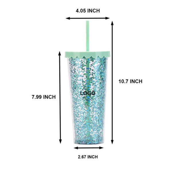 GA1030---Glitter Tumbler With Straw - Image 2