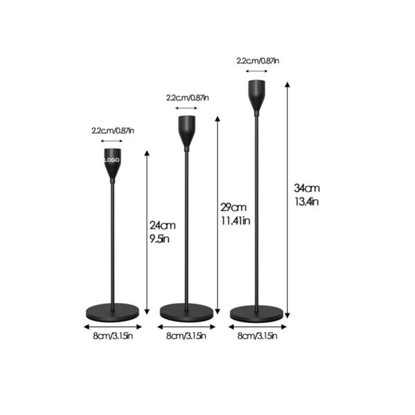 GA1031---Iron Taper Candle Holder Set of 3 - Image 3