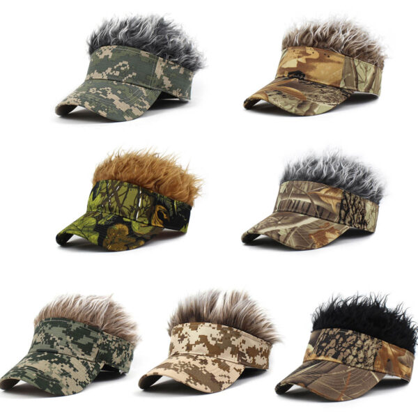 GA1005---Camouflage Visor Hat Fake Hair - Image 3