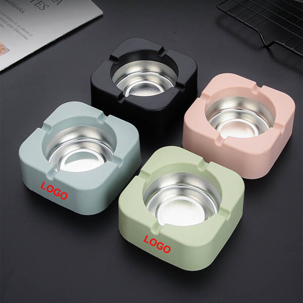 GA8198---Tinplate Square Ashtray Holder Ashtray Case - Image 3