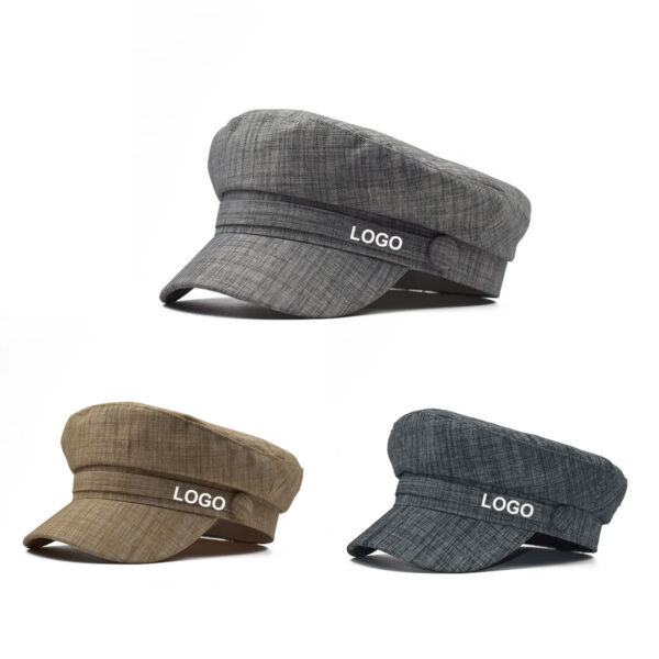 GA8274---Cotton Linen Military Cadet Army Cap - Image 3