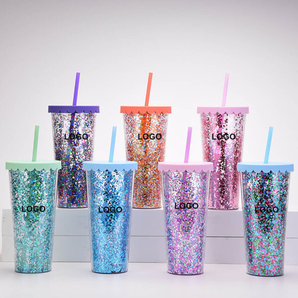 GA1030---Glitter Tumbler With Straw - Image 3