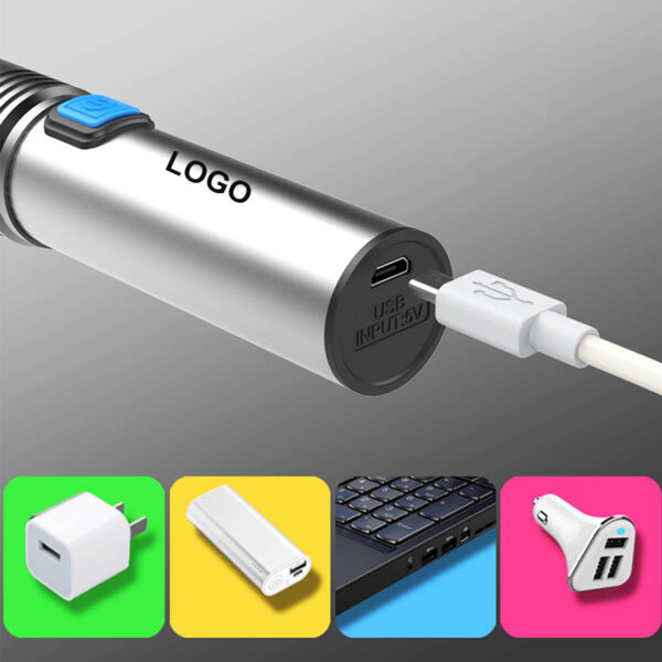 GA8309---Rechargeable Flashlight Torch Light Telescopic Zoom - Image 3