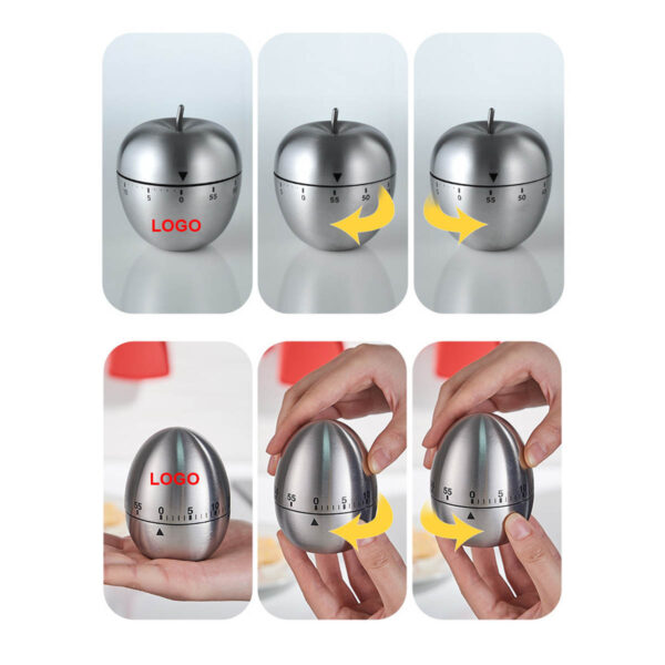 GA8452---Apple Kitchen Timer Stainless Steel - Image 3