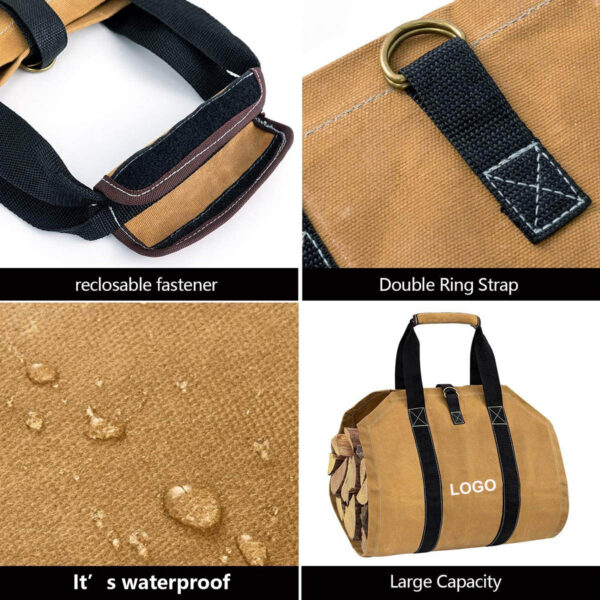 GA8291---Canvas Large Firewood Log Tote - Image 4