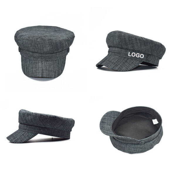 GA8274---Cotton Linen Military Cadet Army Cap - Image 4