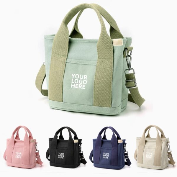 GA6021---Canvas Crossbody Tote Bag With Zipper