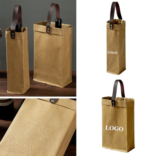 GA1318---Washed Kraft Paper Wine Bag