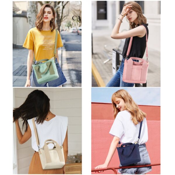 GA6021---Canvas Crossbody Tote Bag With Zipper - Image 2
