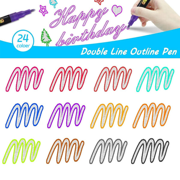 GA1309---24 Colors Outline Markers - Image 2