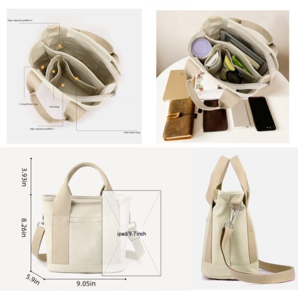 GA6021---Canvas Crossbody Tote Bag With Zipper - Image 3