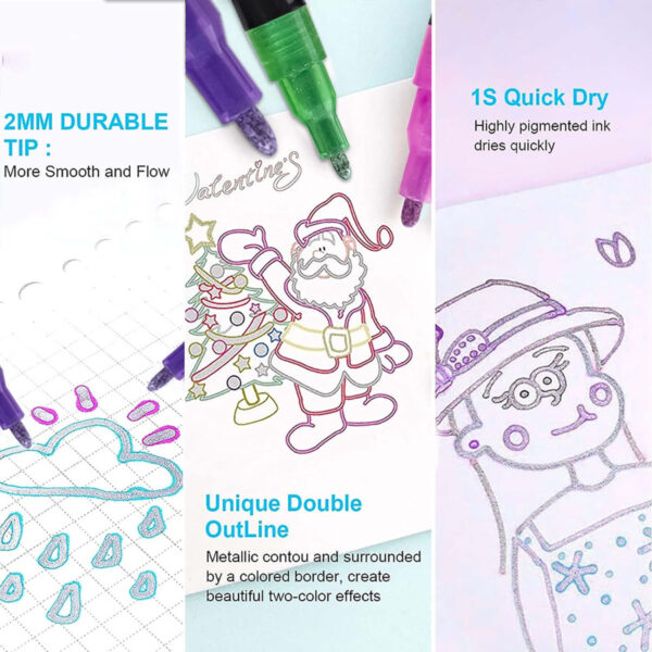 GA1309---24 Colors Outline Markers - Image 3
