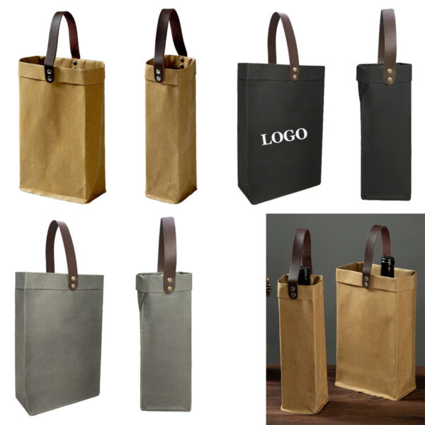 GA1318---Washed Kraft Paper Wine Bag - Image 3