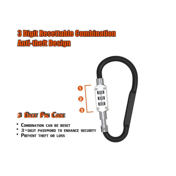 GA1341---Carabiner Keychain Combination Lock - Image 4