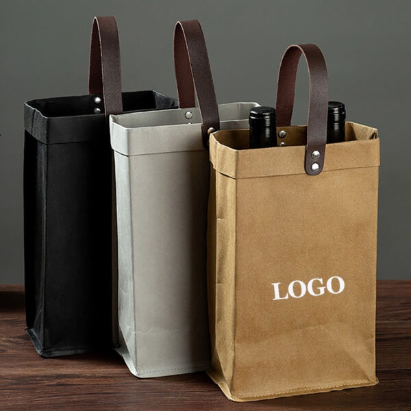 GA1318---Washed Kraft Paper Wine Bag - Image 5