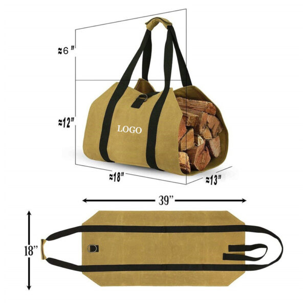 GA1505---Canvas Log Carrier Tote Bag - Image 2