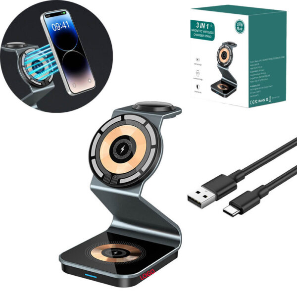 GA1597---3 In 1 Magnetic Wireless Charger Stand